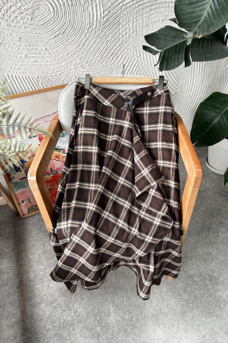 Ezra Acı Kahve Ekose Etek