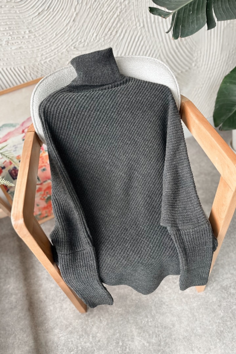 Rachel Antrasit Triko Kazak Panço