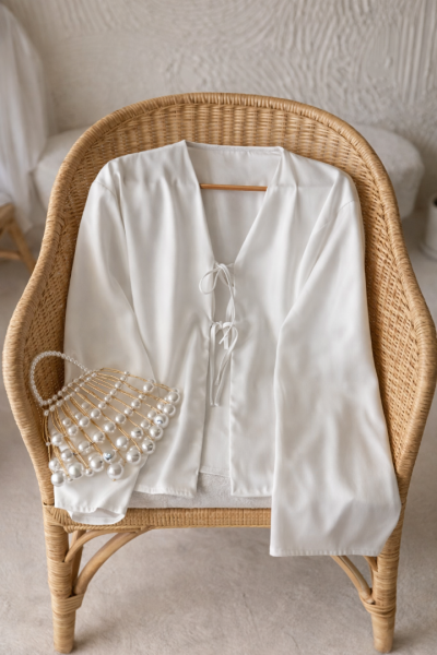 Olivya Beyaz Saten Gömlek