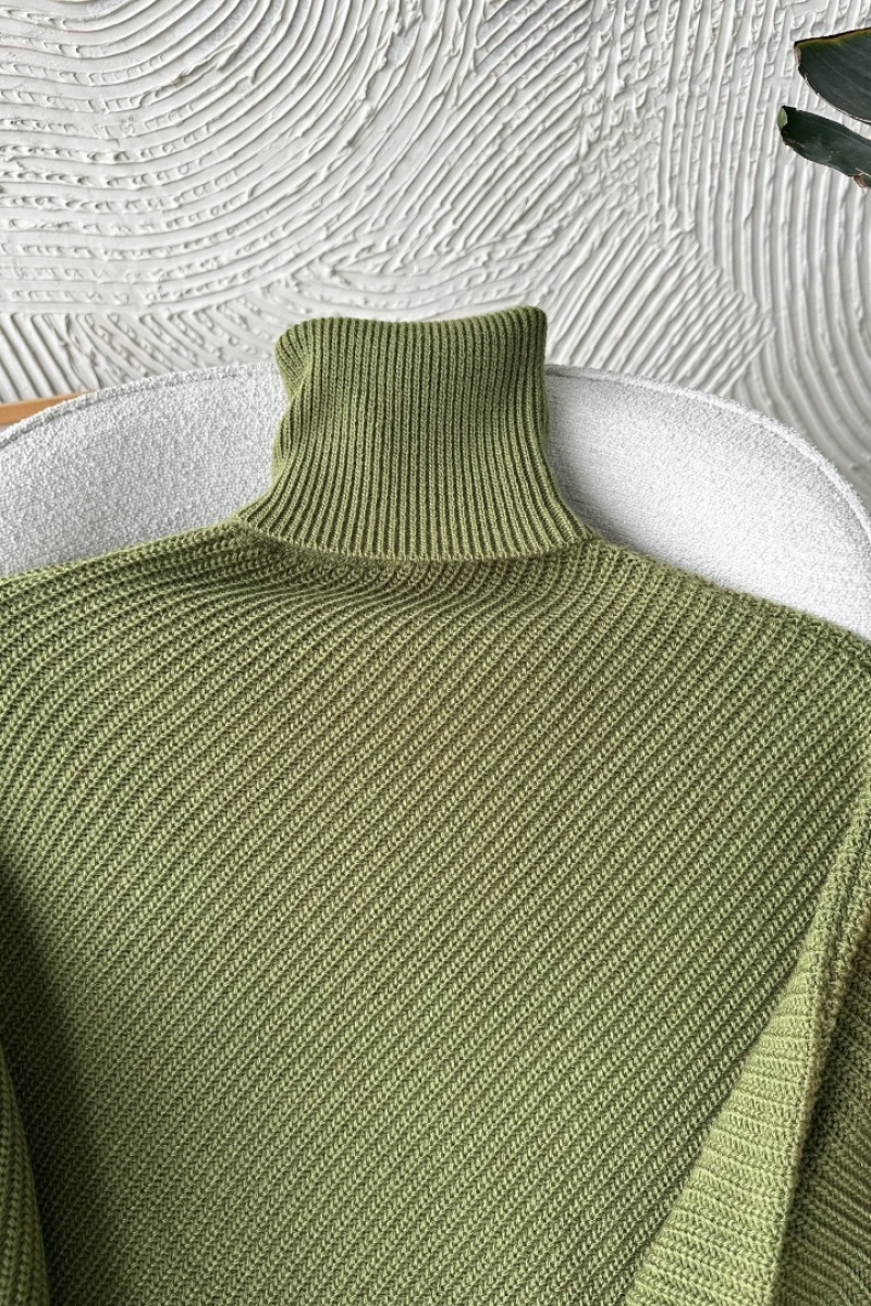 Rachel Yeşil Triko Kazak Panço