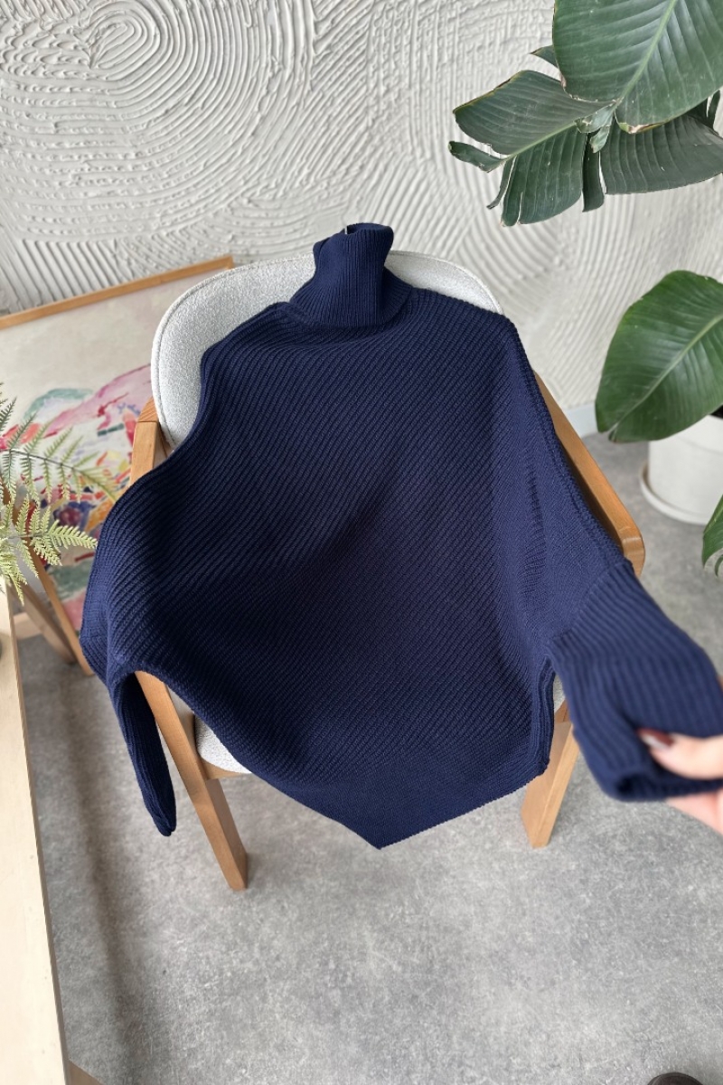 Rachel Lacivert Triko Kazak Panço