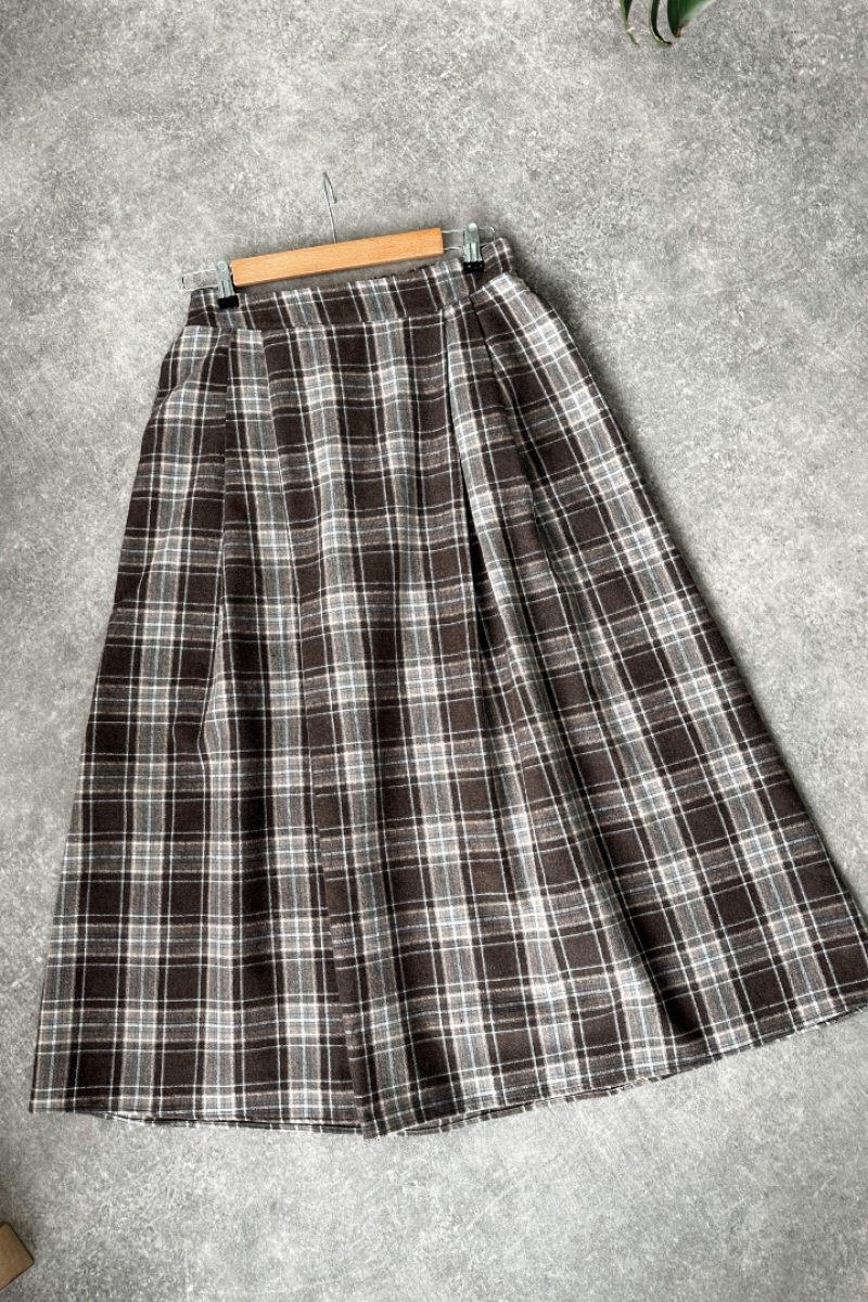 Rebeca Kahverengi Ekose Etek