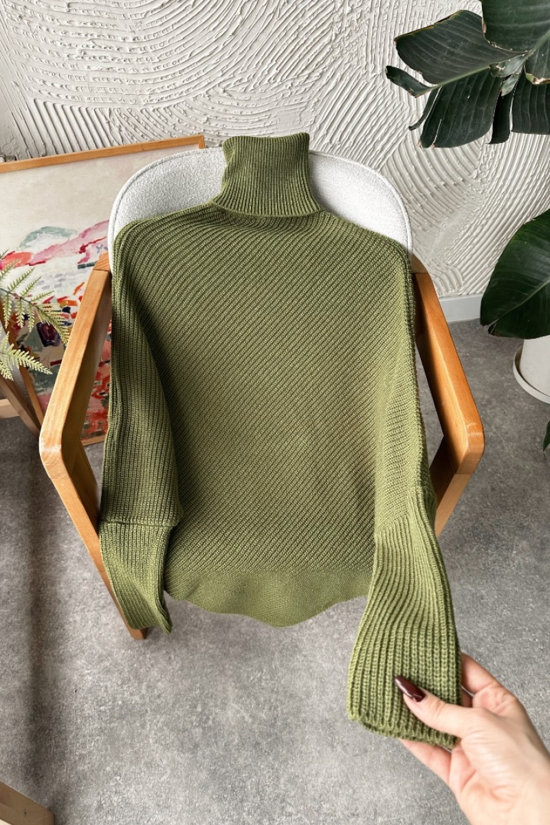 Rachel Yeşil Triko Kazak Panço