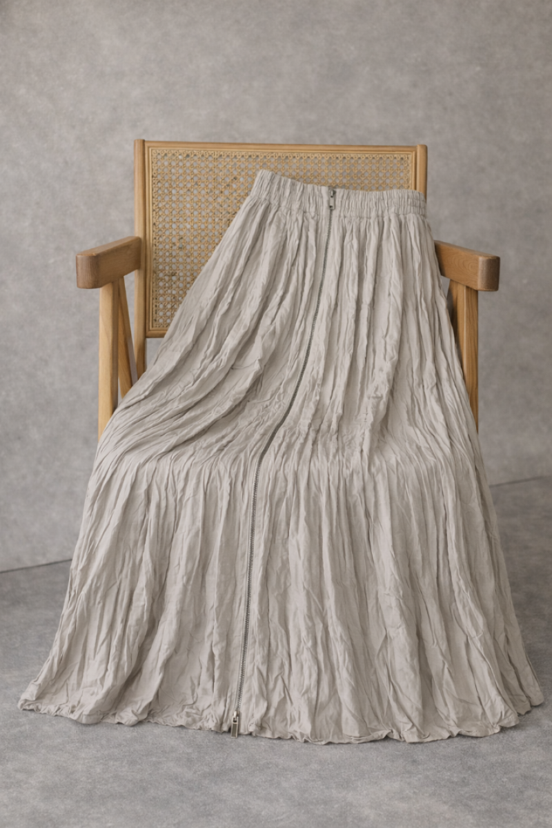 Sara Taş Rengi Fermuarlı Etek