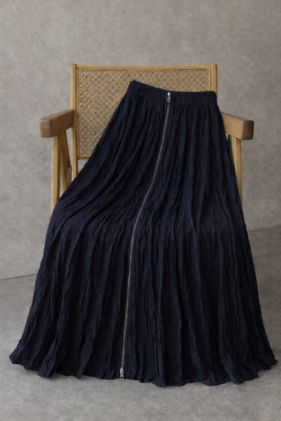 Sara Lacivert Fermuarlı Etek