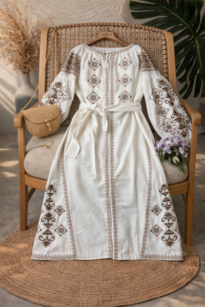 Denye Kahverengi Elbise