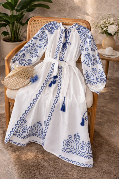 Ferza Beyaz Keten Kimono