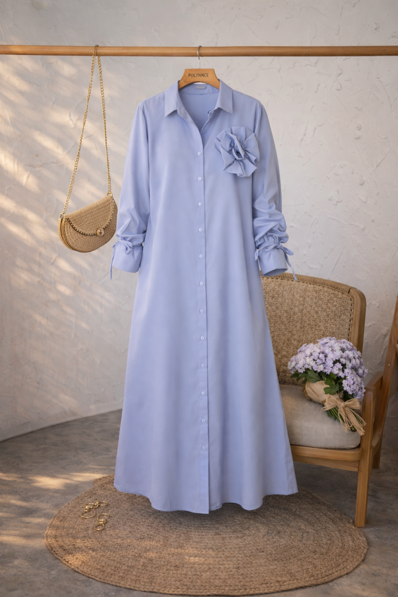 Manolya Açık Mavi Elbise