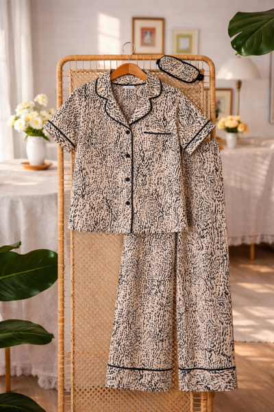 Puffy Ekru Pijama Takımı