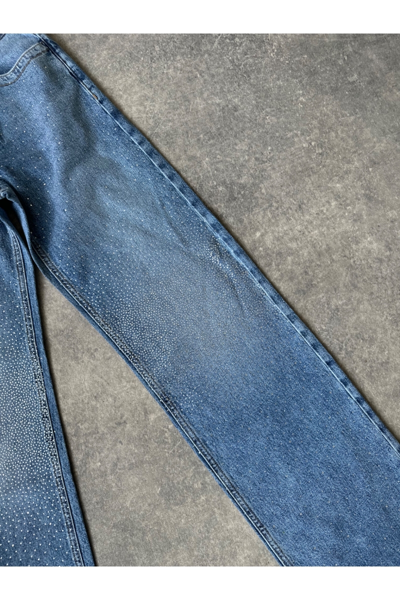 Seyra Mavi Taşlı Denim Kot Pantolon