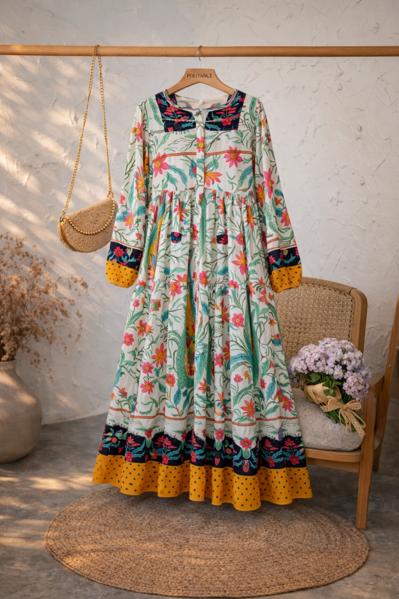 Talya Hardal Uzun Viskon Elbise